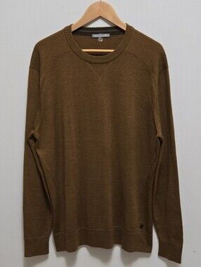 Smartwool Sparwood Crew Sweater Men's XL Brown Tan Neutral Merino Wool Blend